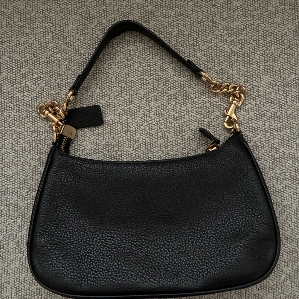 Coach Black and Gold Leather Shoulder Bag - Picture 3 of 4